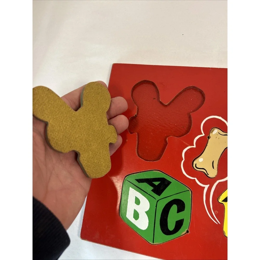 Vintage SIFO Wooden Toy‎ Puppy Honey Bee Shape Puzzle Read